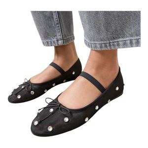 Loeffler Randall Black Flats with Silver Accents